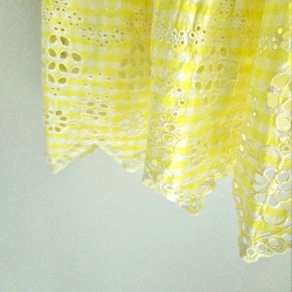 Sail To Sable Yellow Eyelet Tiered Dress STS